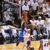 LeBron James scores 24 points and Dwyane Wade goes for 22 points and 10 boards as the Heat take Game 1 in Miami.