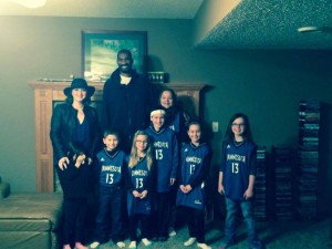 Corey Brewer with Erin Nebben and crew