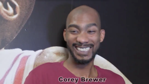 Corey Brewer perma-smile talking back-2-back titles with the Gators.