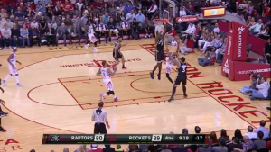 Corey Brewer with the wild lay in plus the foul as the Rockets beat the Raptors 112-109.